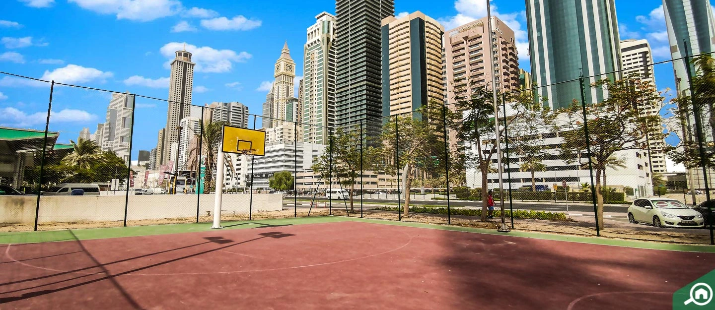 Basketball court construction by Raymond Sport at a sports facility in Dubai, UAE