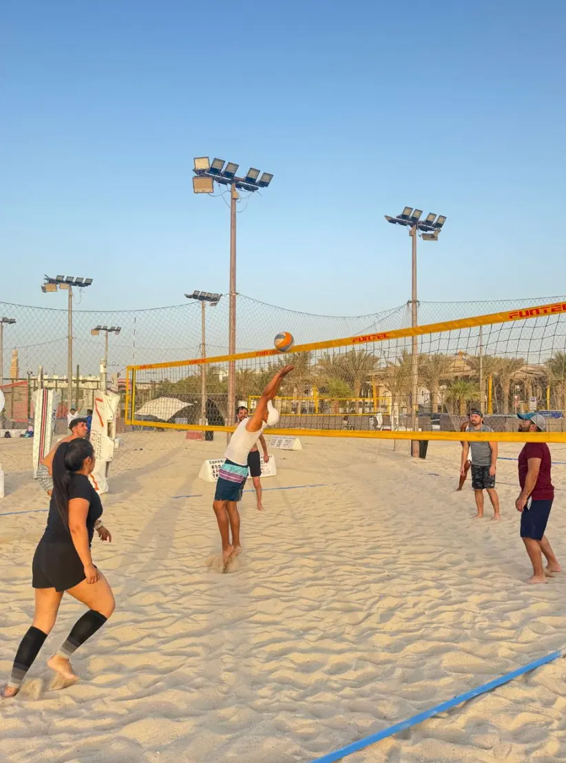 Beach volleyball sand court built by Raymond Sport at a resort in Dubai, UAE