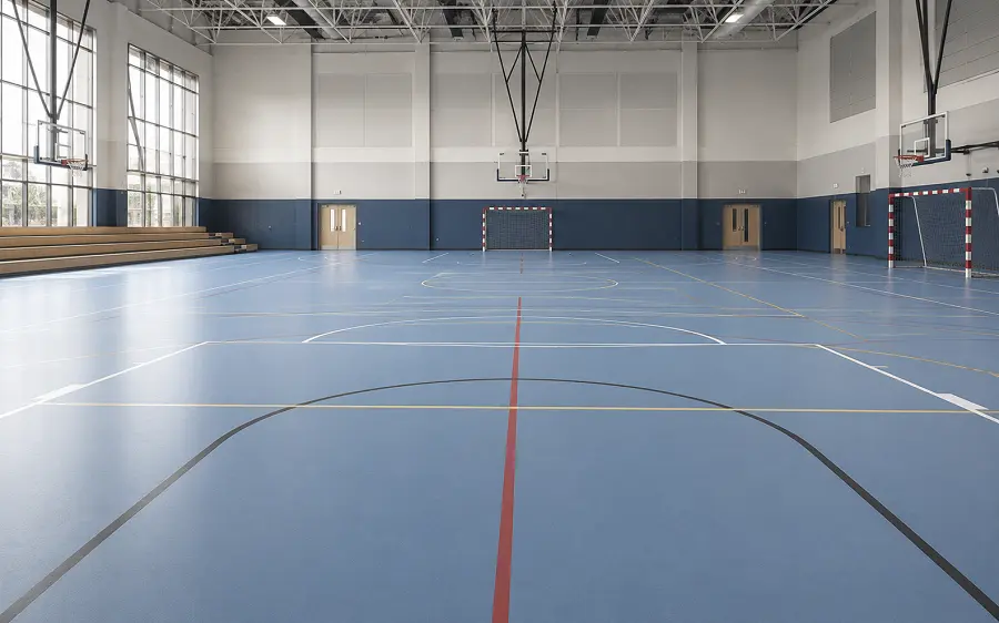 Point-elastic vinyl volleyball court surface installed in Dubai by Raymond Sport