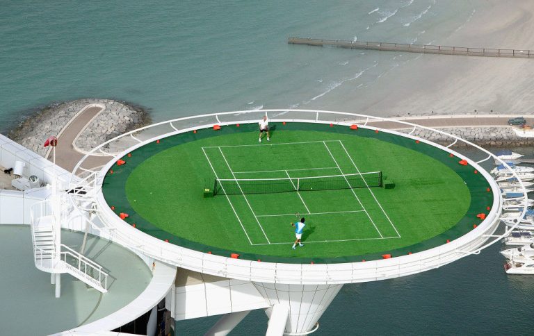 Tennis court construction in Dubai by Raymond Sport