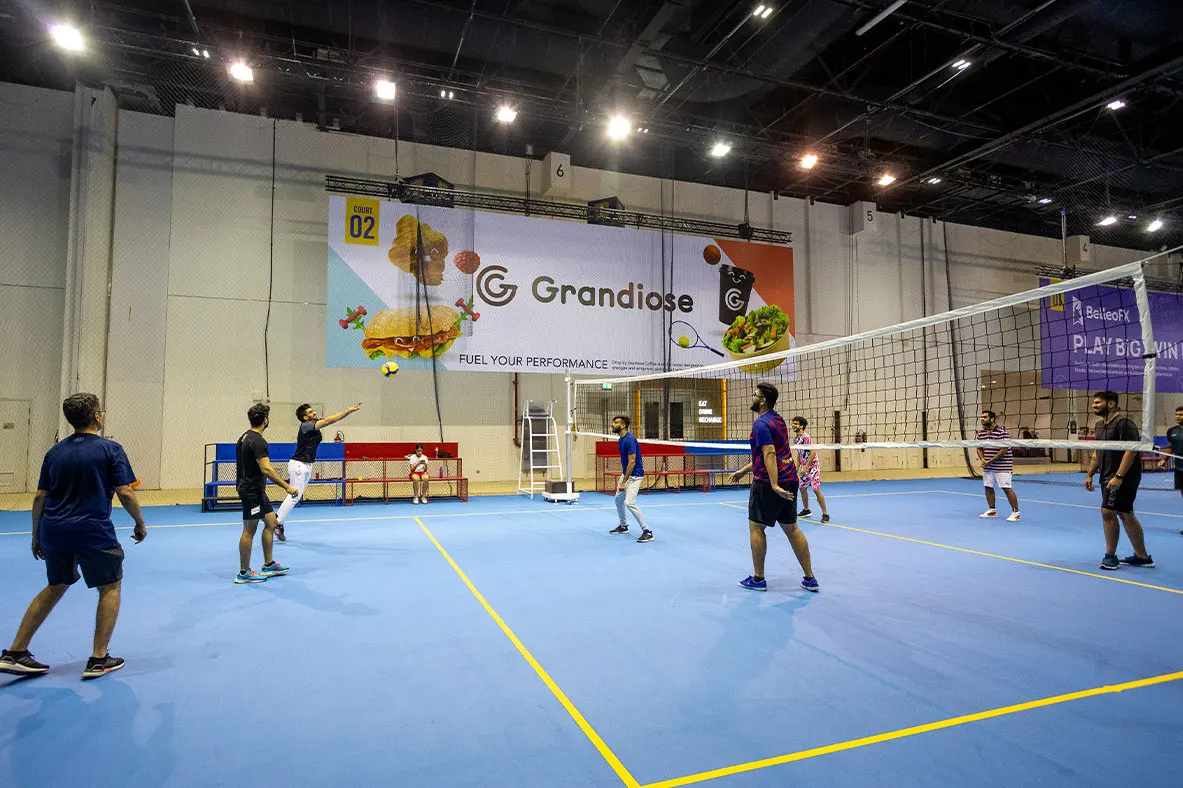 Volleyball court construction by Raymond Sport at a sports facility in Dubai, UAE